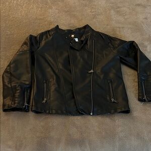 Kids Black Faux Leather Jacket